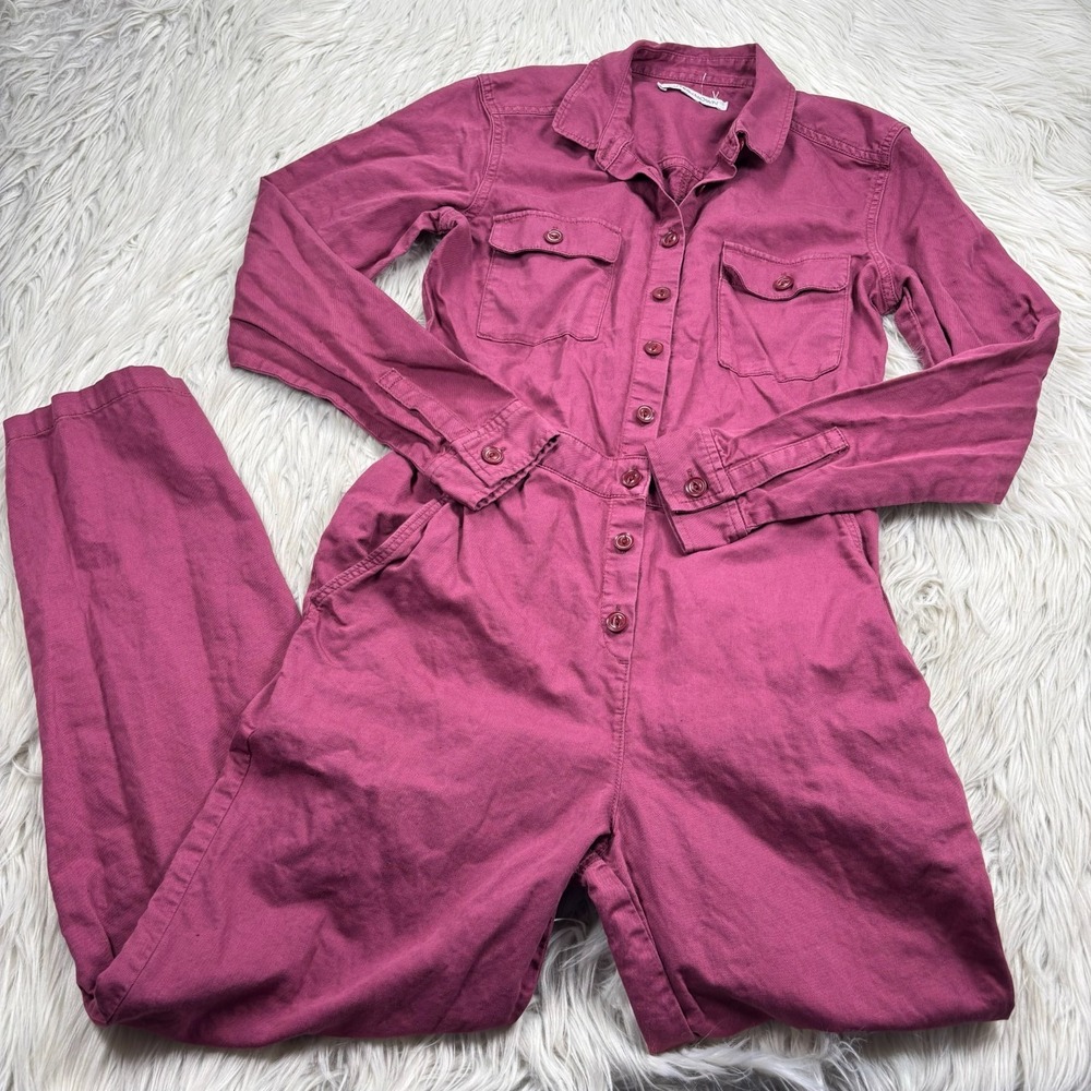 Outerknown Women's‎ XS Red S.E.A. Jumpsuit Cover Alls Minimalist Cotton Linen